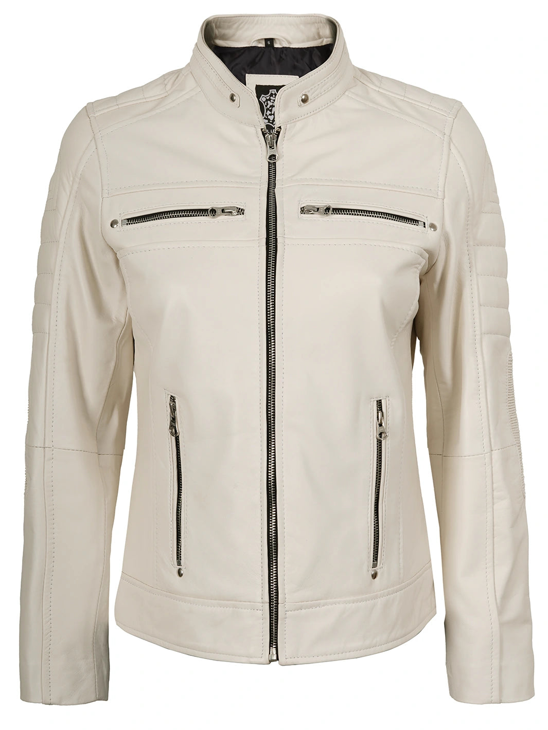Austin Womens White Biker Leather Jacket