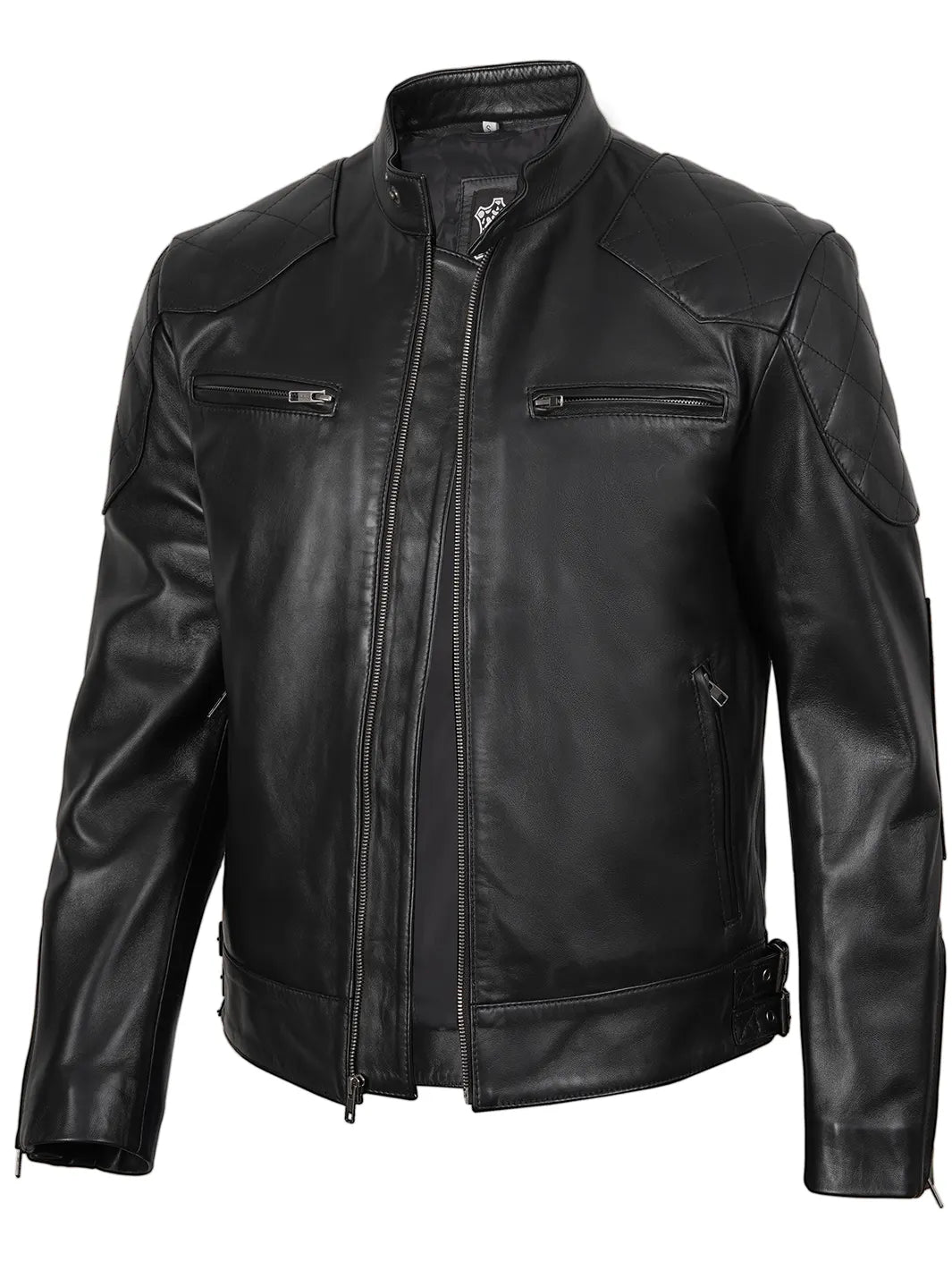 Mens Black Cafe Racer Leather Jacket