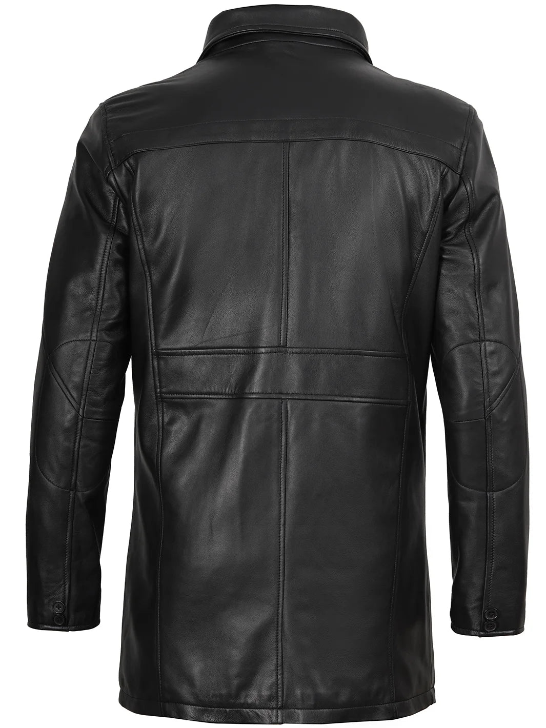 Bristol Mens Lambskin Black Leather Car Coat