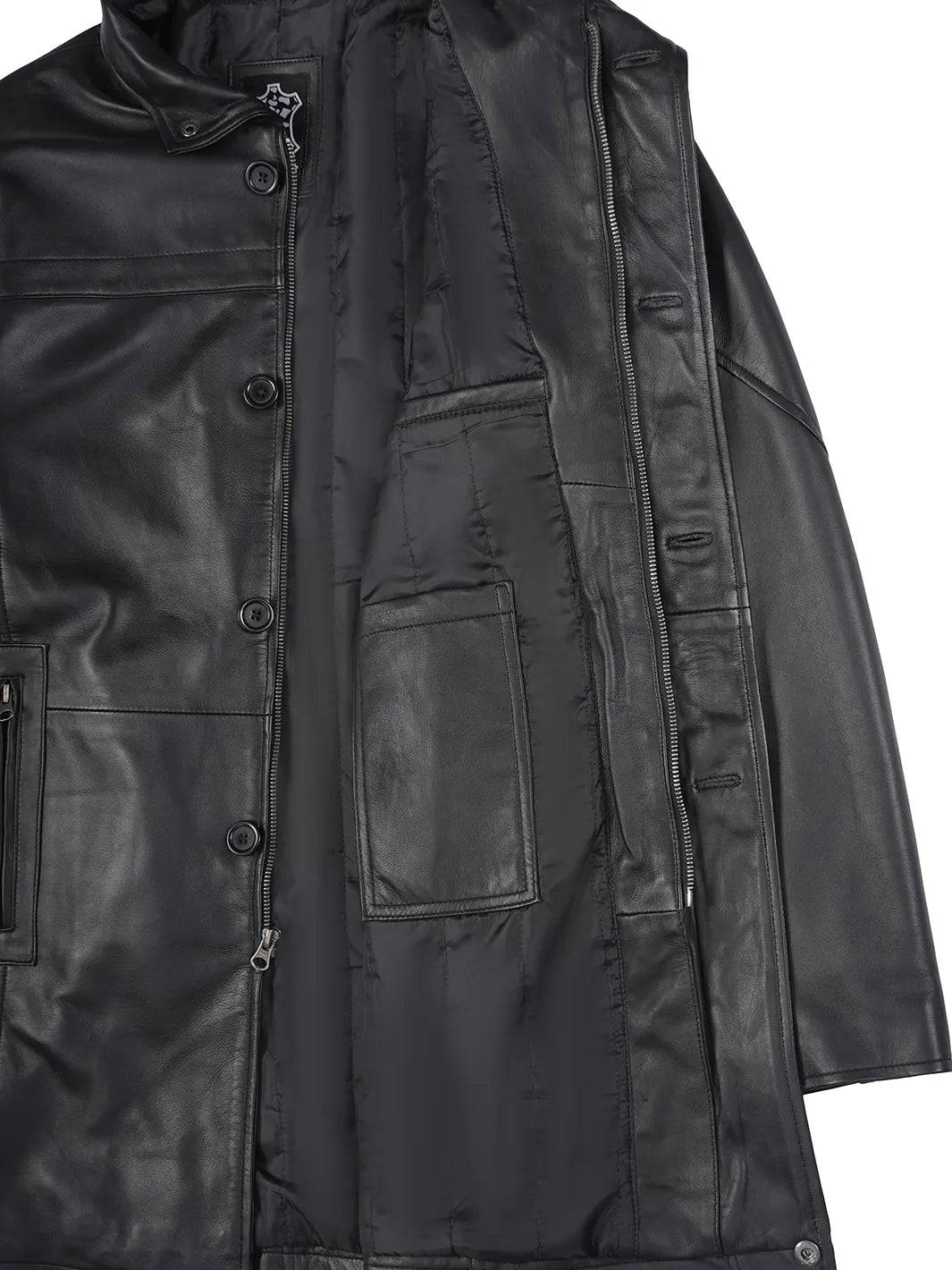Lambskin Black Real Leather Car Coat for Men 