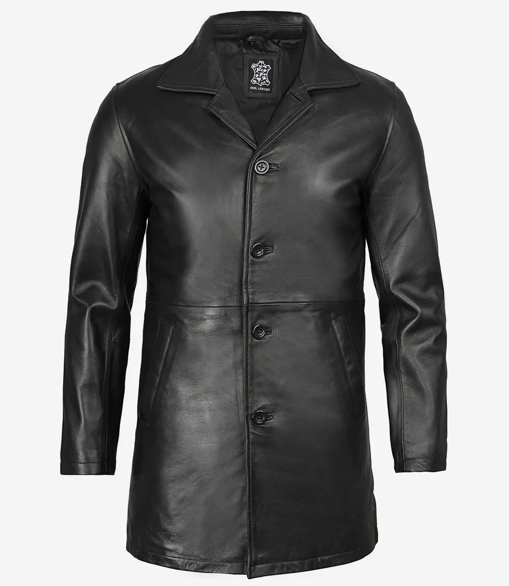 Mens 3 4 Leather Coat