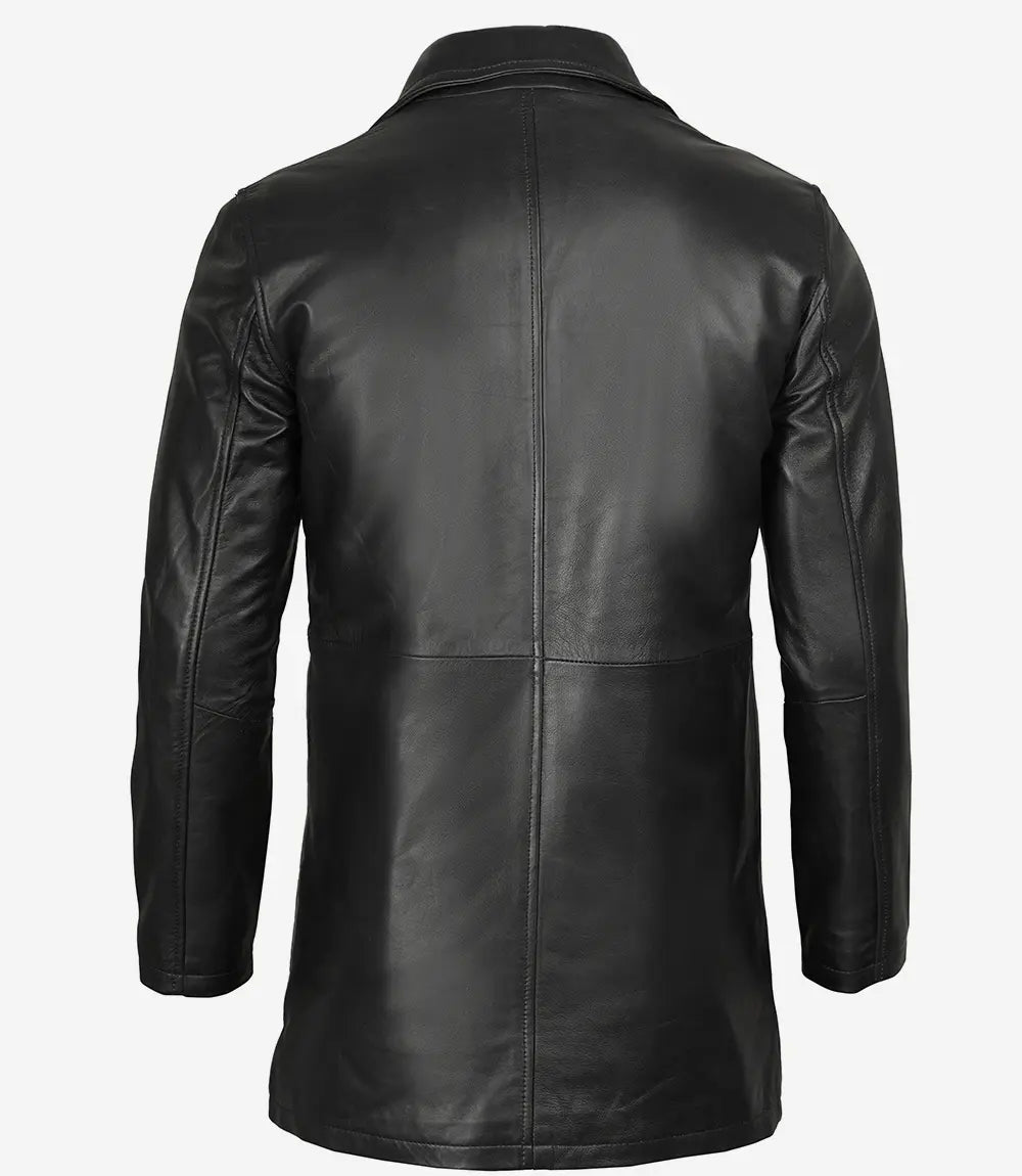 Mens 3 4 Length Leather Car Coat