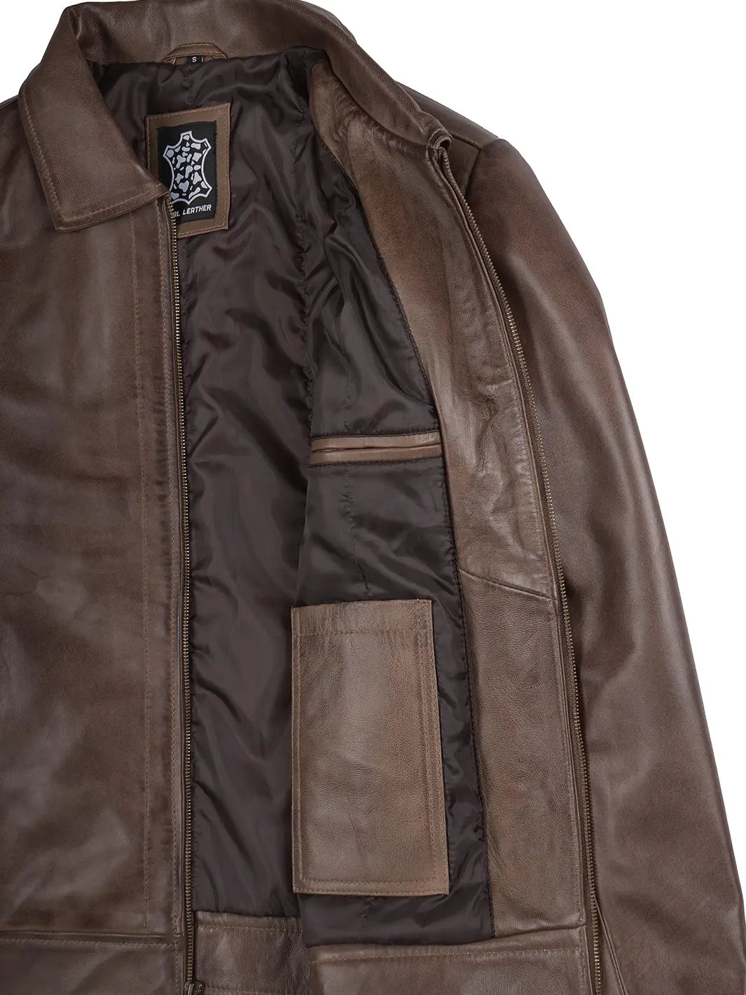 Mens Chocolate Brown Harrington Real Leather Jacket