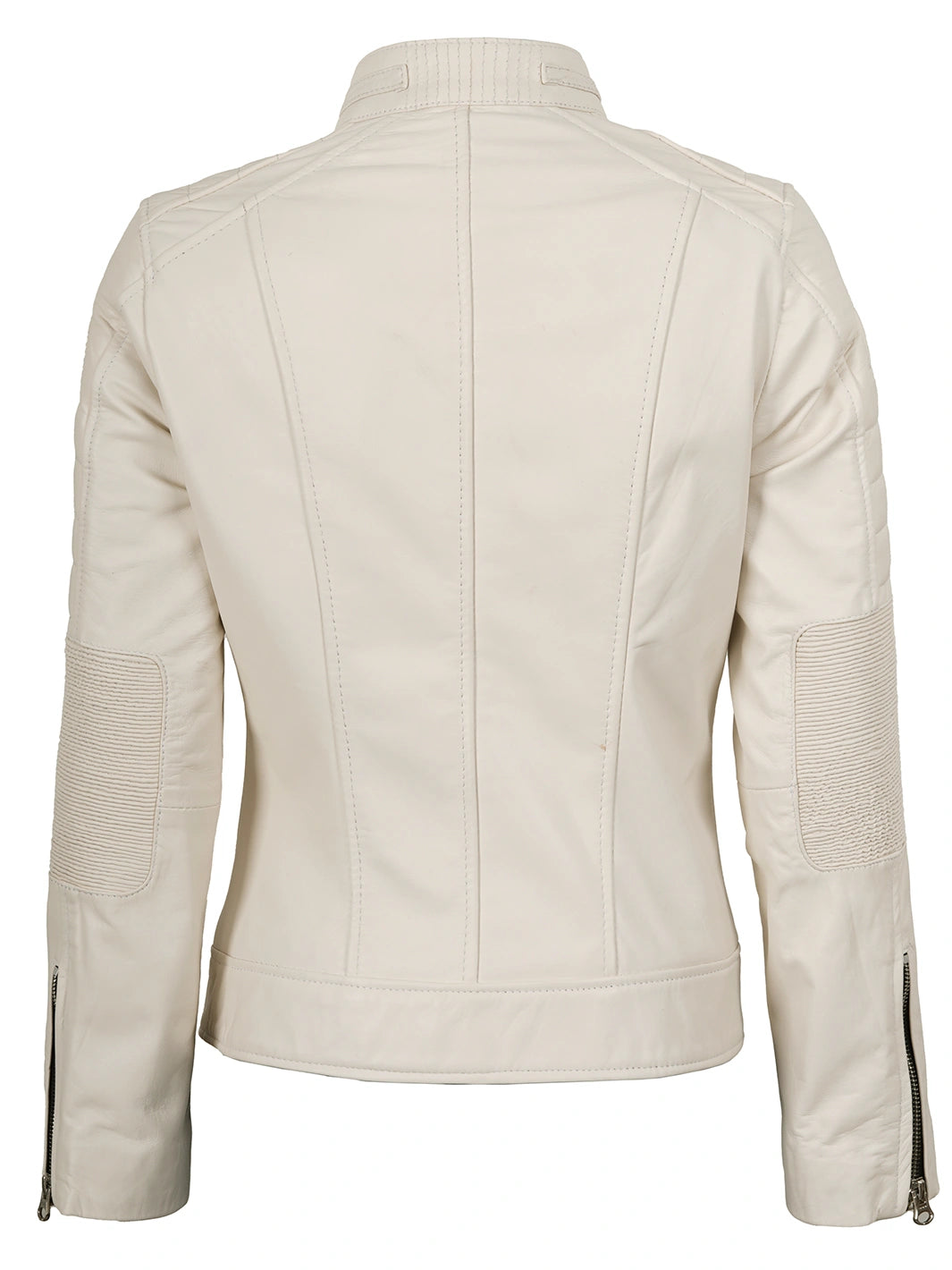 Women Off White Biker Leather Jacket