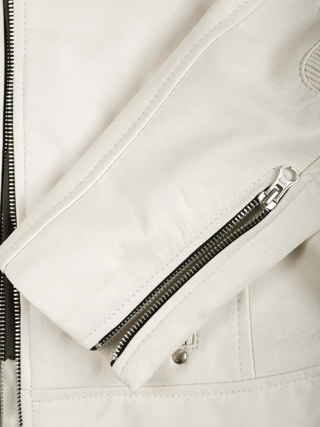 Womens White Biker Leather Jacket Features