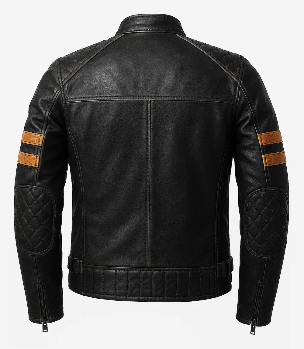 Mens Black Cafe Racer Jacket