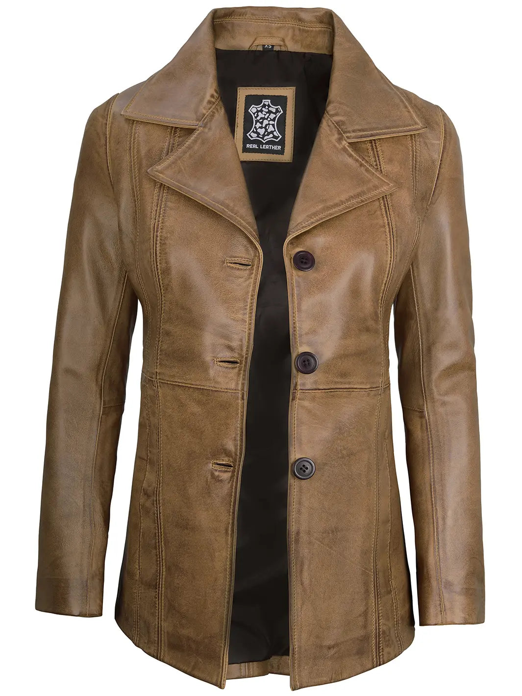 womens camel leather blazer