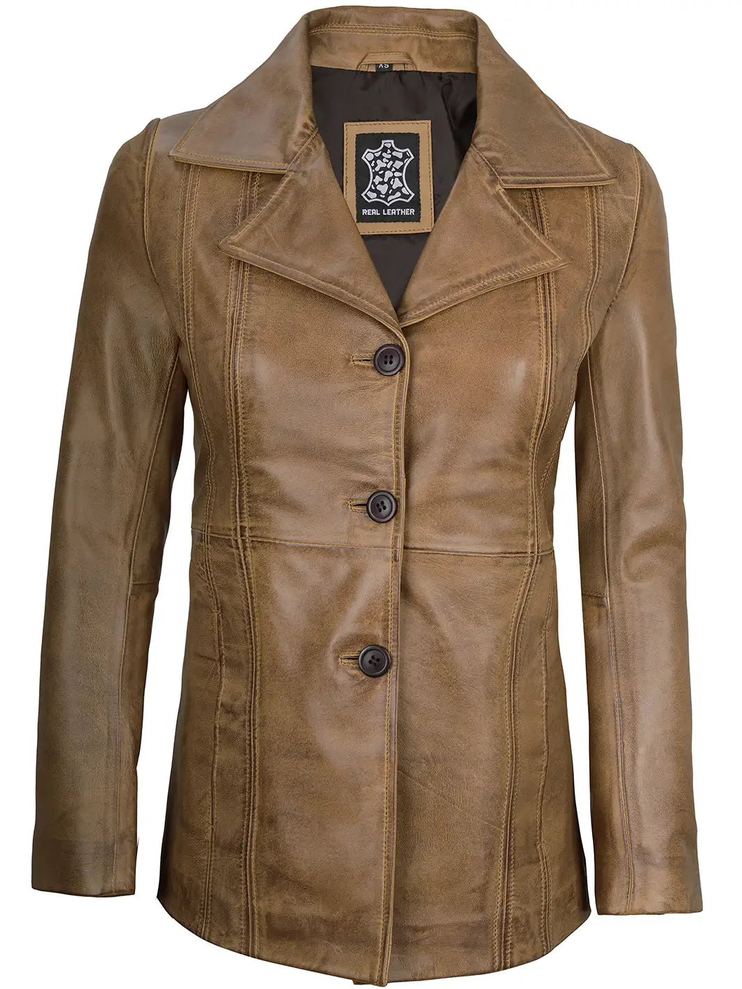 camel real leather blazer 